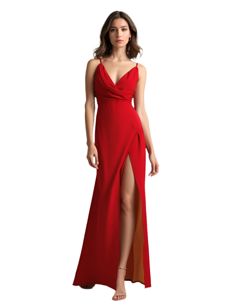 Robe Femme Élégante à Fente Haute en Tissu Doux 1
