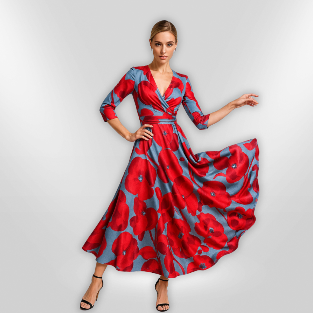 Robe Femme Élégante à Motifs Floraux en Tissu Léger 1