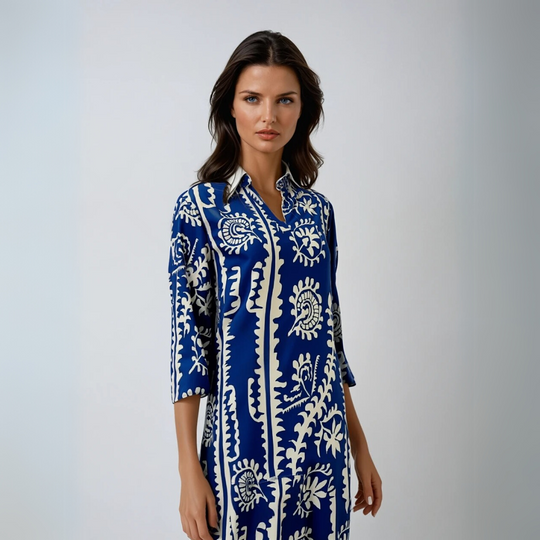 Robe Femme Imprimée Décontractée à Col V 1