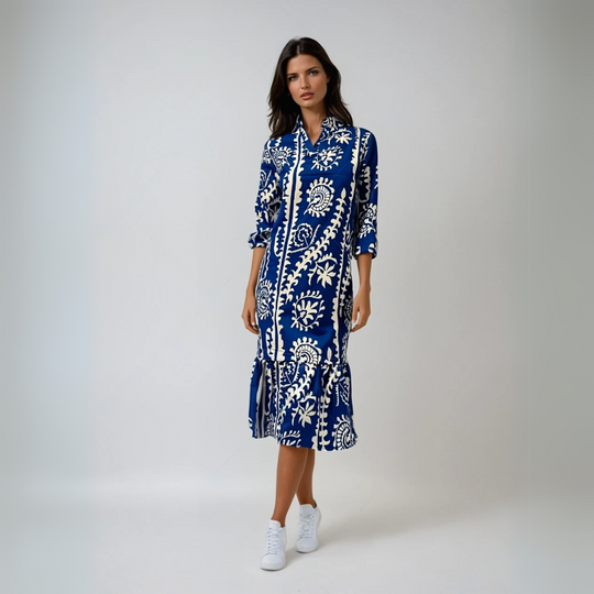 Robe Femme Imprimée Décontractée à Col V 2