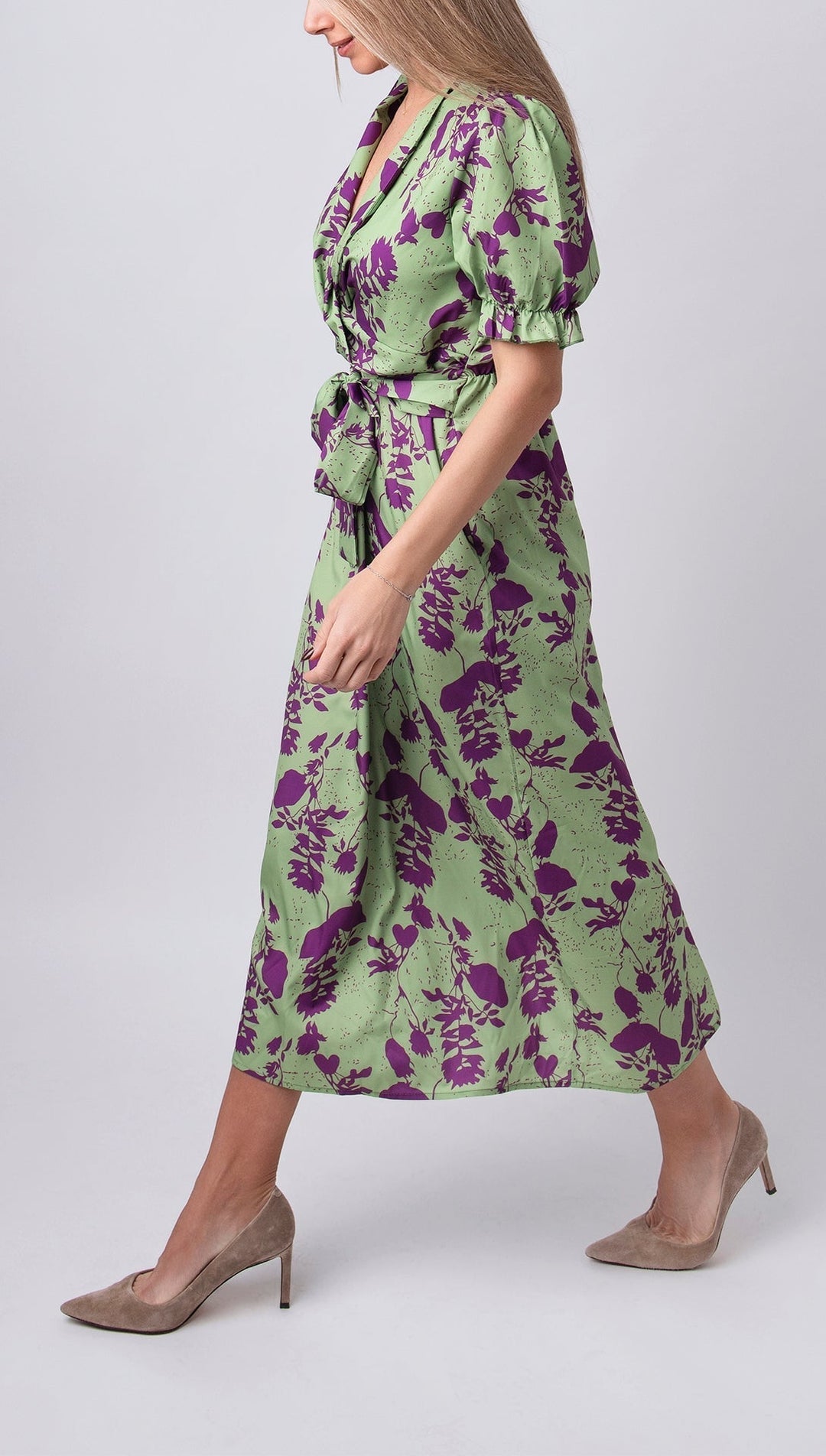 Robe Femme Imprimée à Manches Courtes en Mélange de Coton et Polyester 1