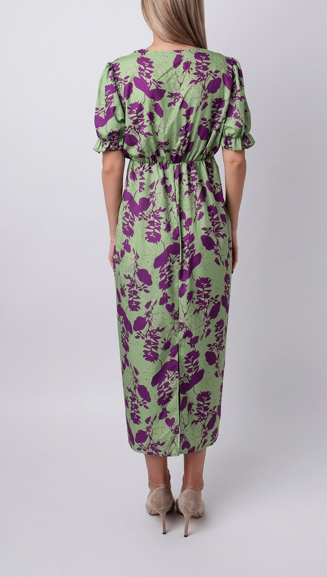 Robe Femme Imprimée à Manches Courtes en Mélange de Coton et Polyester 2
