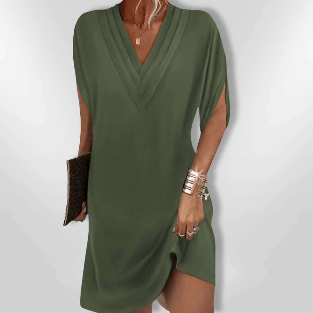 Robe Femme Longue Élégante Décolleté en V Viscose Fluide 0