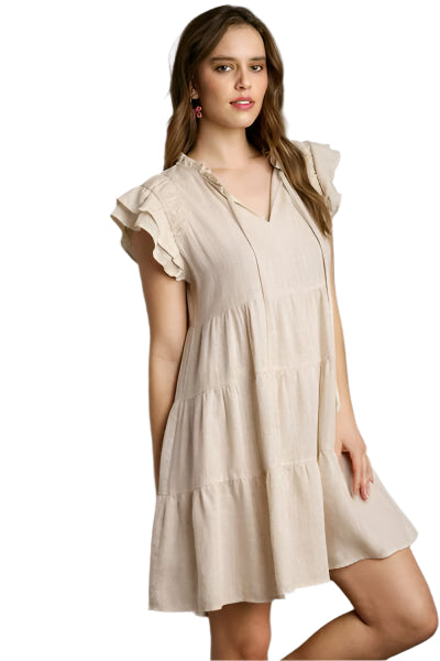 Robe Femme Mini A-Ligne Lin Léger Pour Été 0