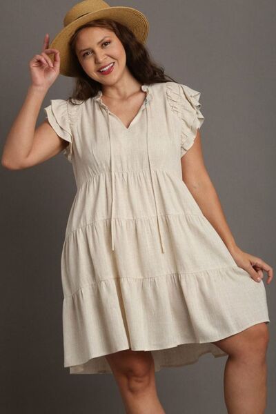 Robe Femme Mini A-Ligne Lin Léger Pour Été 1