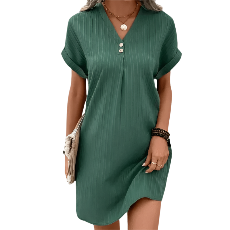 Robe Femme Mini Col en V Design Minimaliste Polyester 6