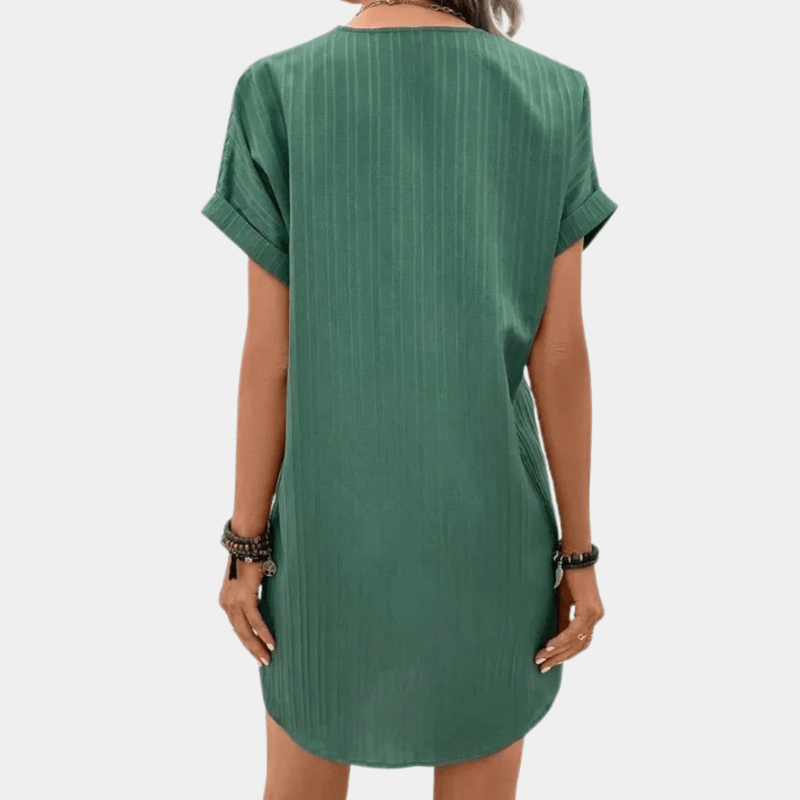 Robe Femme Mini Col en V Design Minimaliste Polyester 7