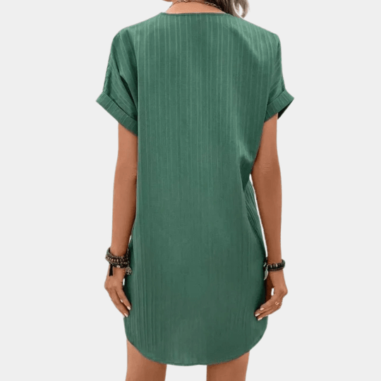 Robe Femme Mini Col en V Design Minimaliste Polyester 7