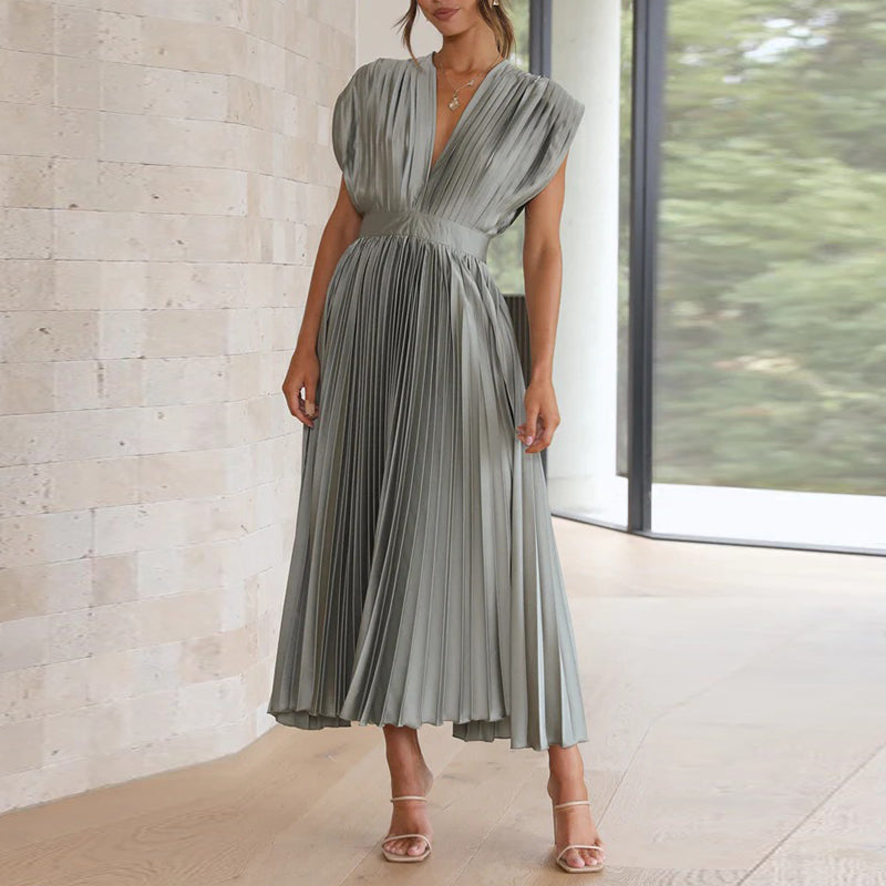 Robe Femme Moderne à Col V Sans Manches 1