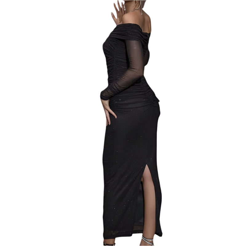 Robe Femme Off-Shoulder à Manches Longues en Polyester 0