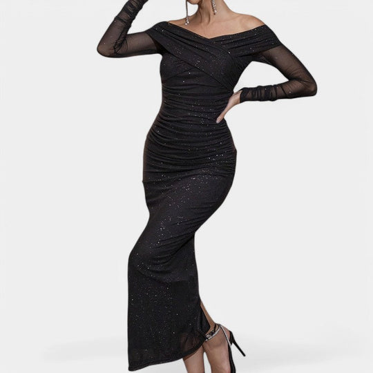 Robe Femme Off-Shoulder à Manches Longues en Polyester 1