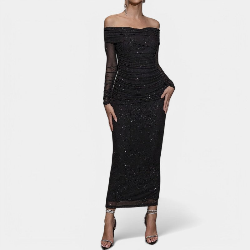 Robe Femme Off-Shoulder à Manches Longues en Polyester 3