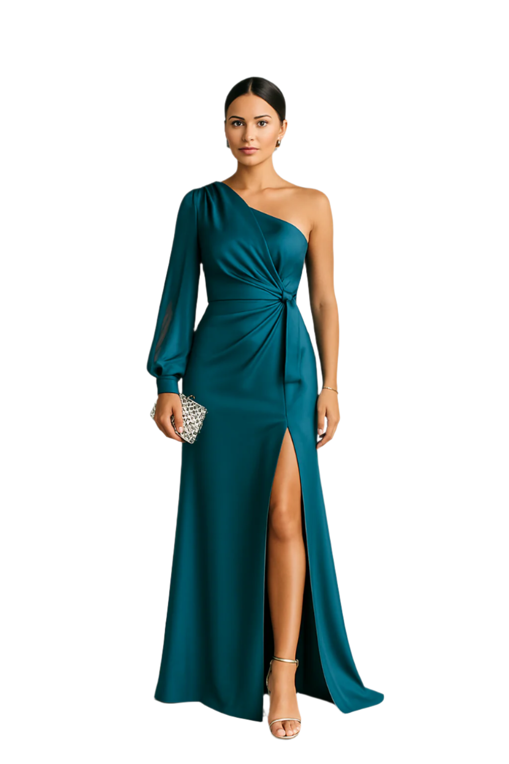 Robe Femme One-Shoulder Drapée Longue Fluide 0