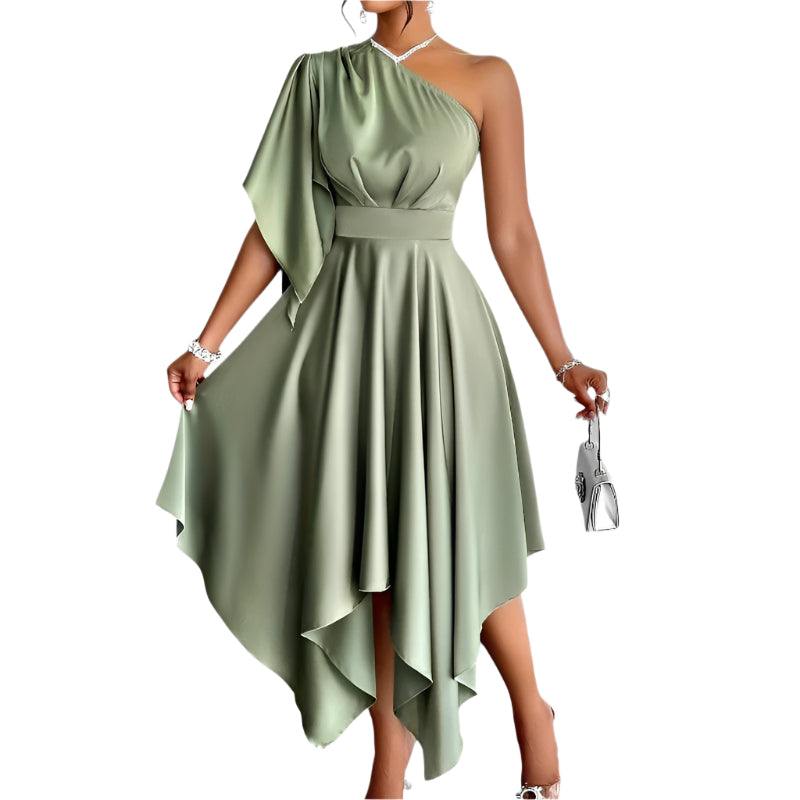 Robe Femme Peplum Asymétrique Automne 100% Polyester 1