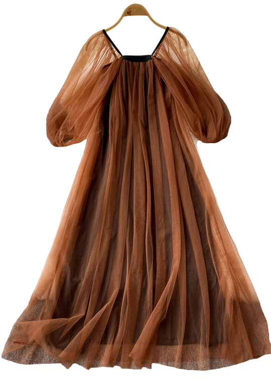 Robe Femme Tulle Patchwork Manches Lanternes 0