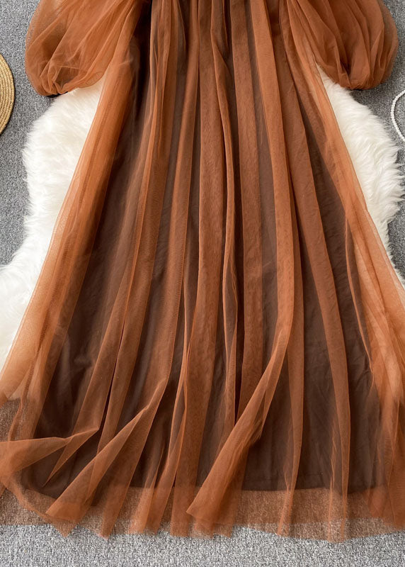 Robe Femme Tulle Patchwork Manches Lanternes 2