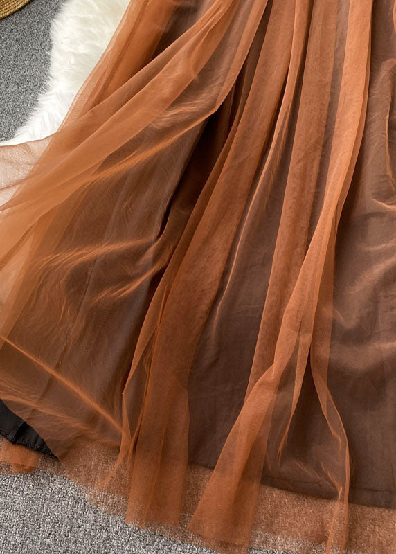 Robe Femme Tulle Patchwork Manches Lanternes 4