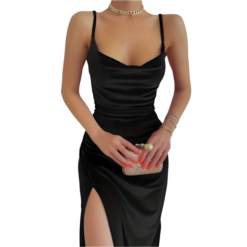 Robe Femme à Fente et Fronces Bodycon en Polyester 0