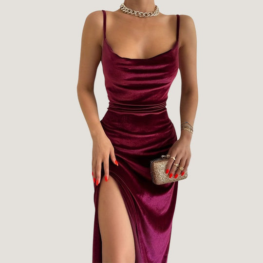 Robe Femme à Fente et Fronces Bodycon en Polyester 2