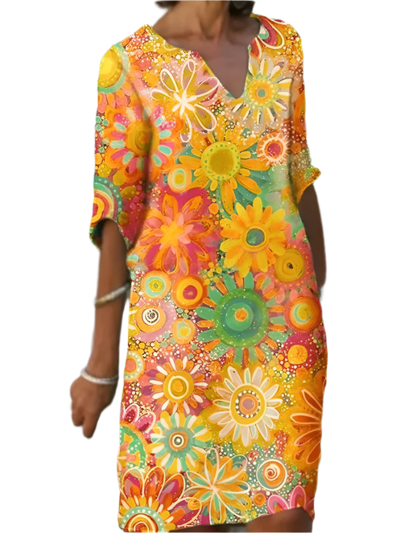 Robe Femme à V-Ausschnitt Imprimé Floral 0