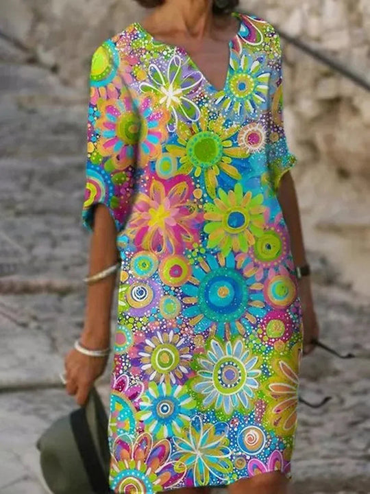 Robe Femme à V-Ausschnitt Imprimé Floral 1