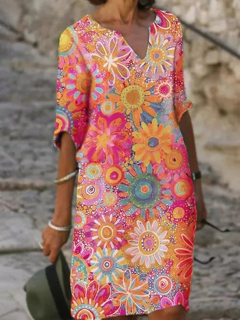 Robe Femme à V-Ausschnitt Imprimé Floral 2
