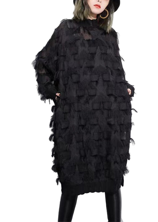 Robe Femme en Dentelle Surdimensionnée avec Pampilles 0