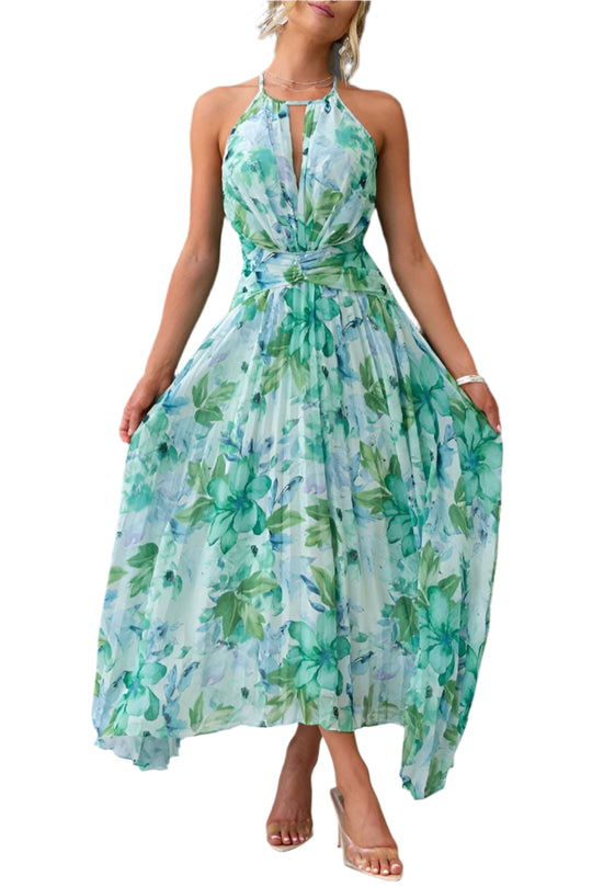 Robe Fleurie Élégante Femme en Polyester pour Soirée 0