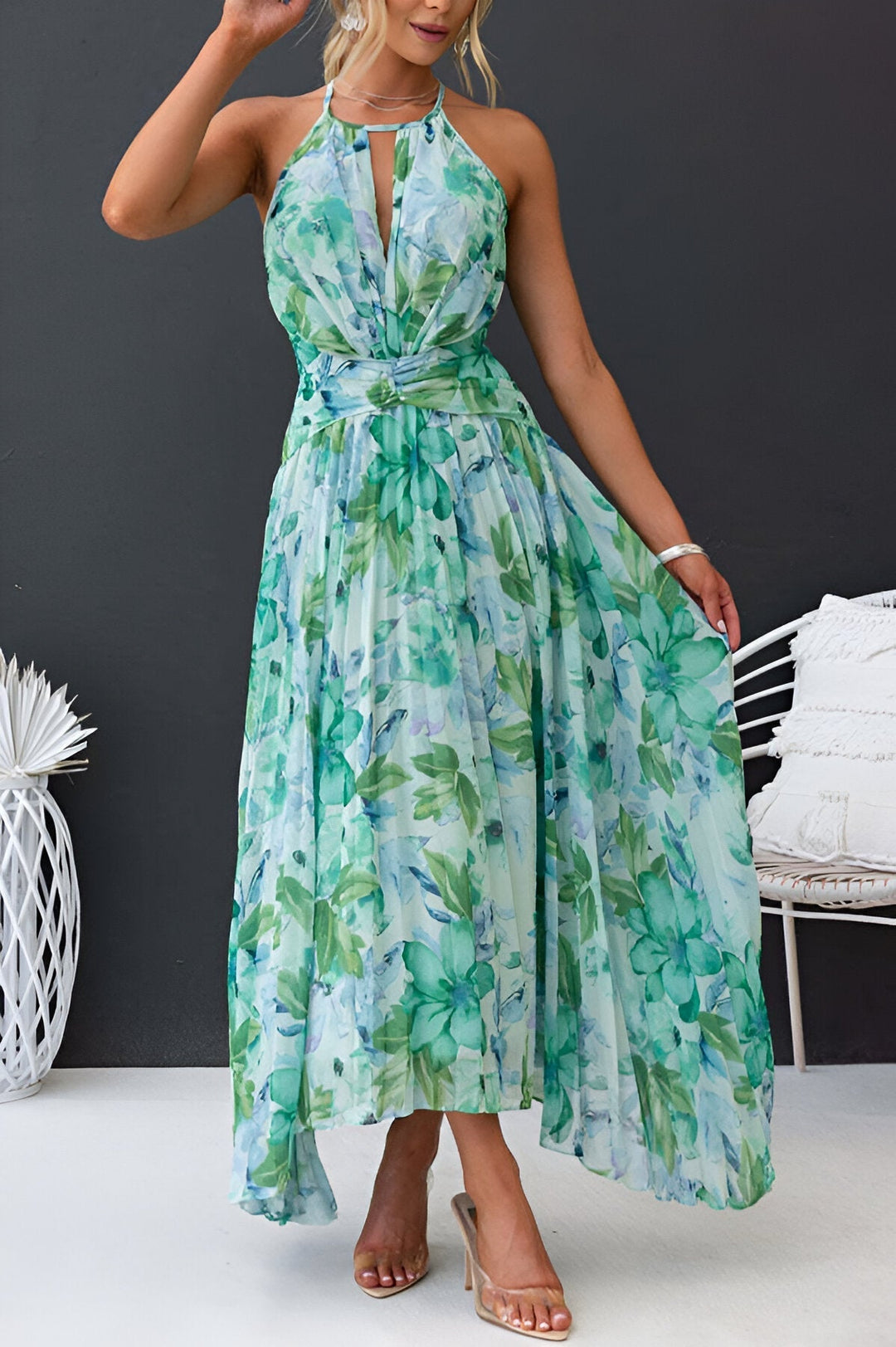 Robe Fleurie Élégante Femme en Polyester pour Soirée 6