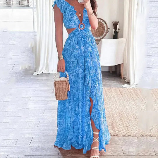 Robe Fleurie à Col V Imprimé pour Femmes 1