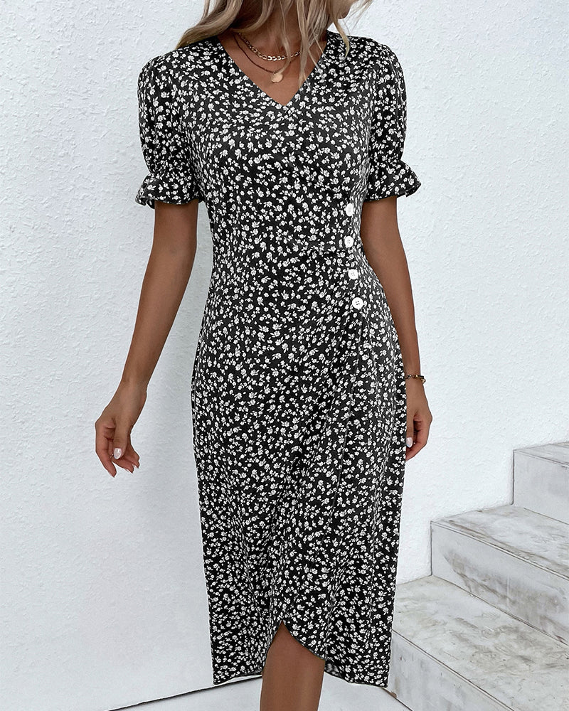 Robe Fleurie d'Été Femme Décolleté en V Coton 5