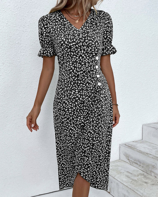 Robe Fleurie d'Été Femme Décolleté en V Coton 5
