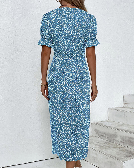 Robe Fleurie d'Été Femme Décolleté en V Coton 6