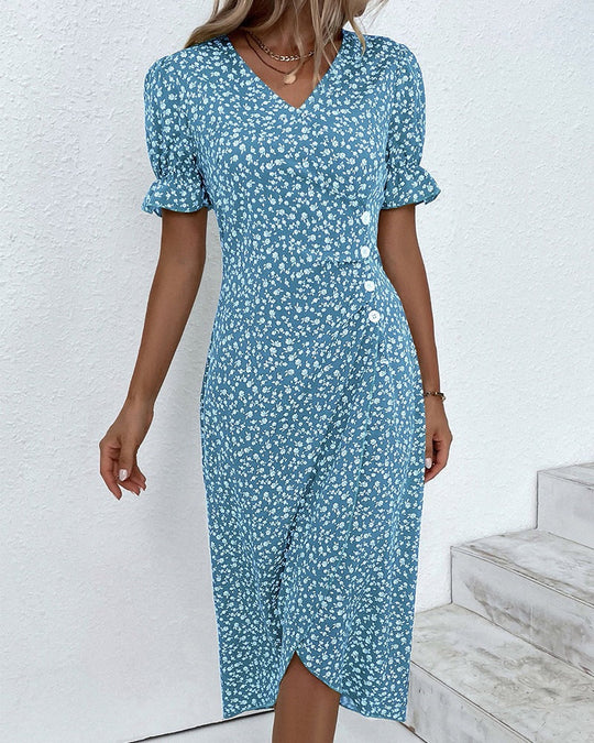 Robe Fleurie d'Été Femme Décolleté en V Coton 7