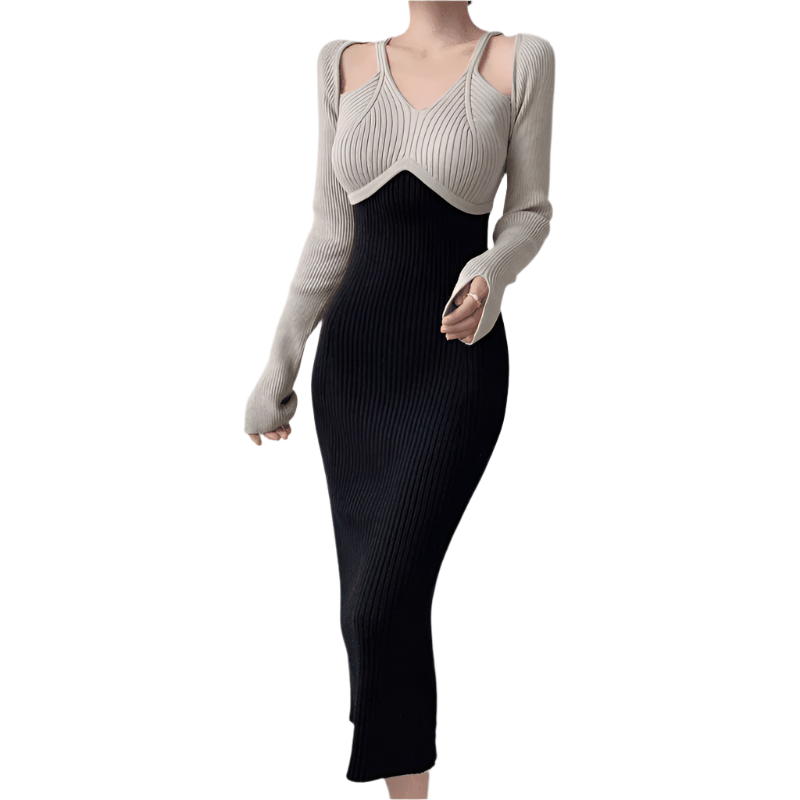Robe Longue Ajustée à Manches Longues pour Femmes 0