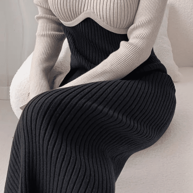 Robe Longue Ajustée à Manches Longues pour Femmes 3