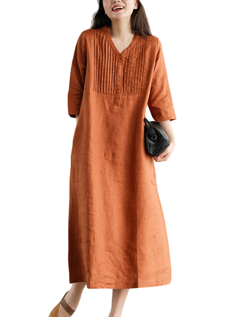 Robe Longue Ample Femme Orange 0