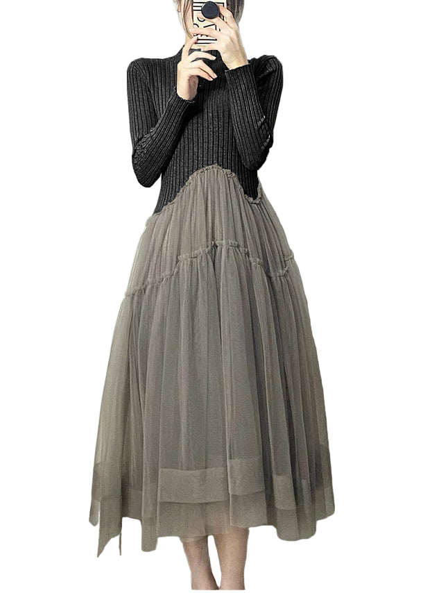 Robe Longue Asymétrique en Tulle pour Femme 0