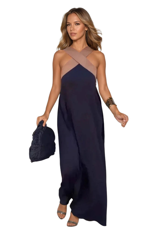 Robe Longue Décontractée Femme Col Croisé 0