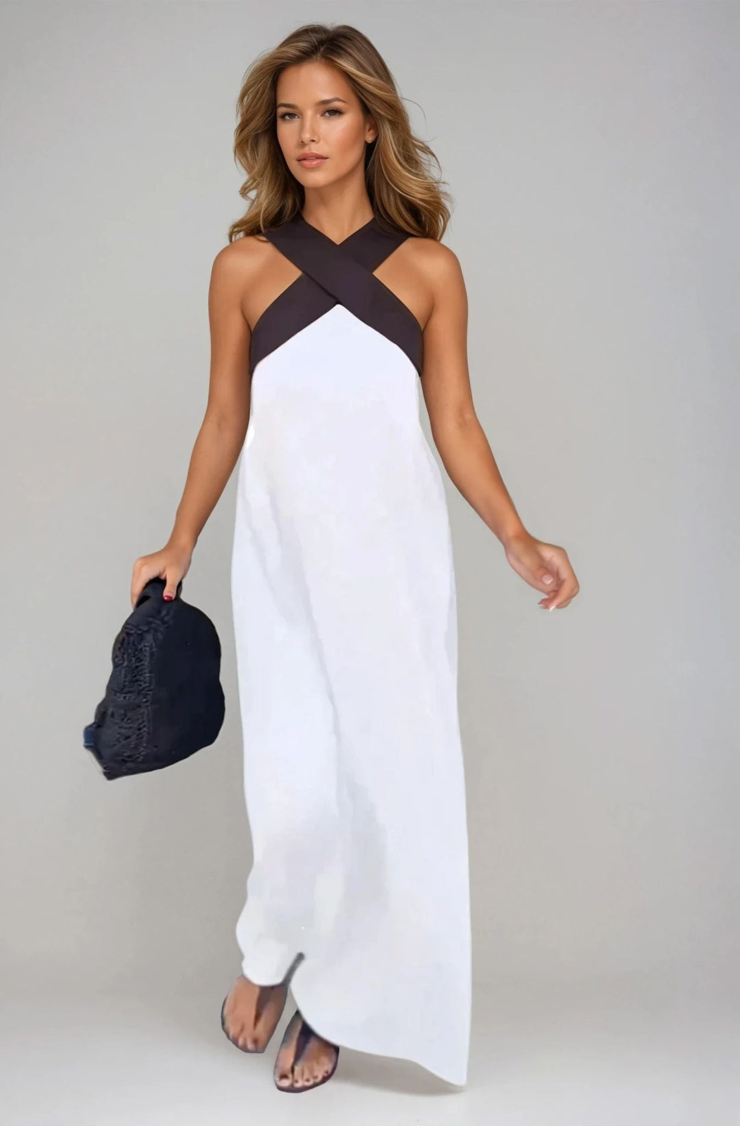 Robe Longue Décontractée Femme Col Croisé 1