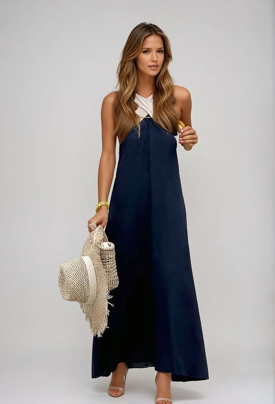 Robe Longue Décontractée Femme Col Croisé 3