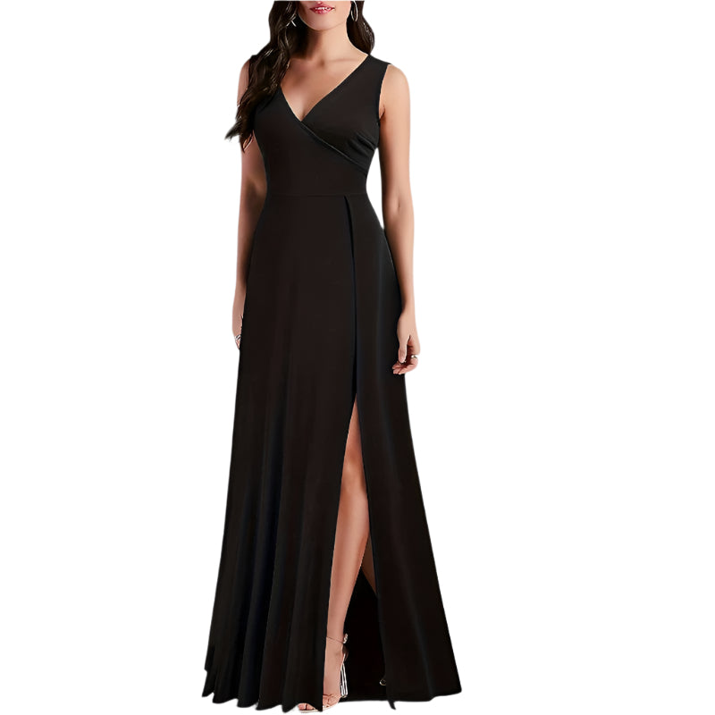 Robe Longue Femme A-Ligne Col en V Polyester Maxi Été 0