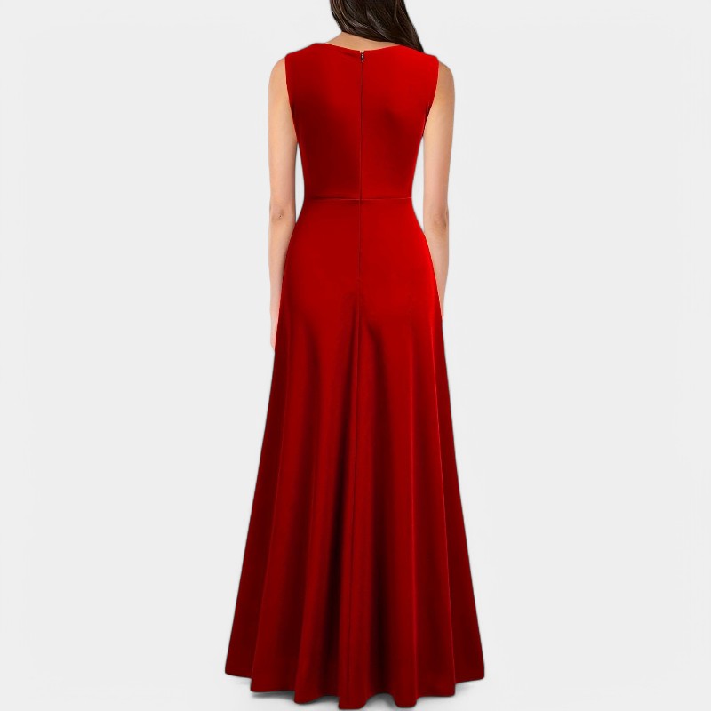 Robe Longue Femme A-Ligne Col en V Polyester Maxi Été 1