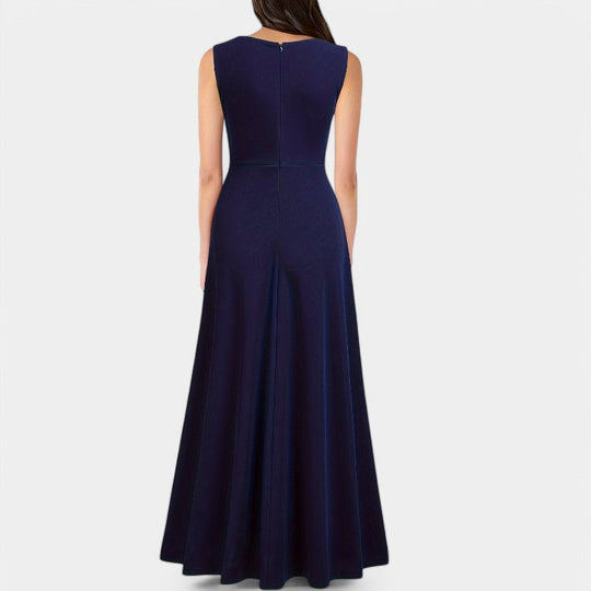 Robe Longue Femme A-Ligne Col en V Polyester Maxi Été 6