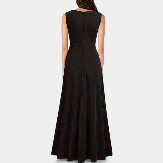 Robe Longue Femme A-Ligne Col en V Polyester Maxi Été 8
