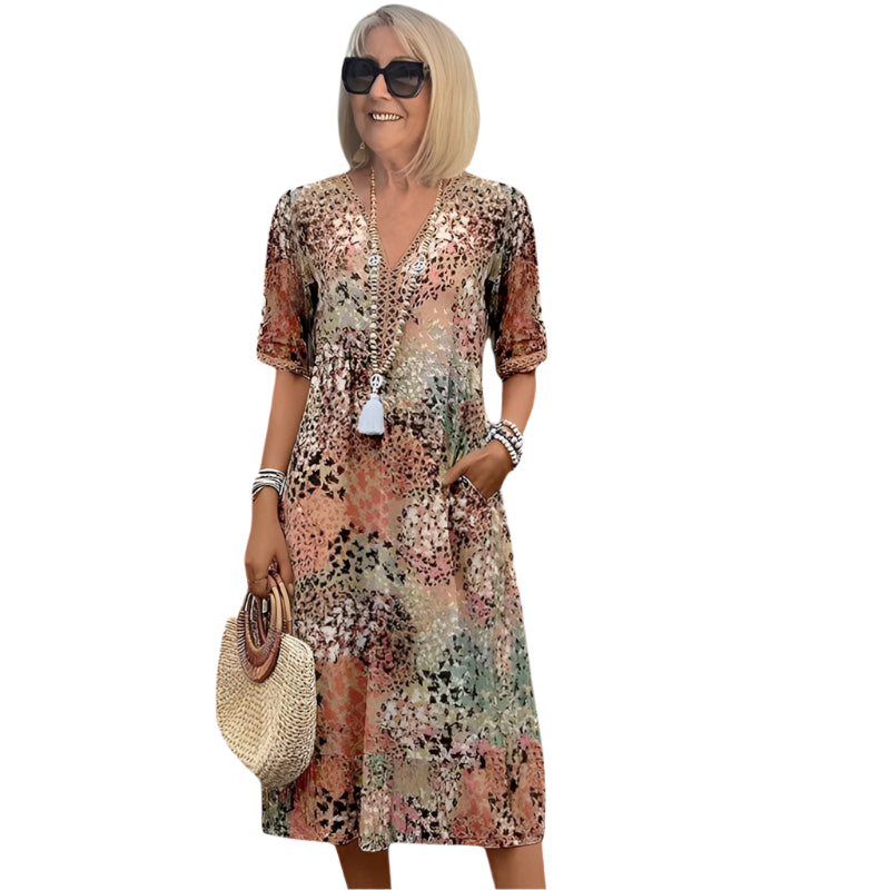 Robe Longue Femme Bohème Fluide Tissu Léger Drapé 0