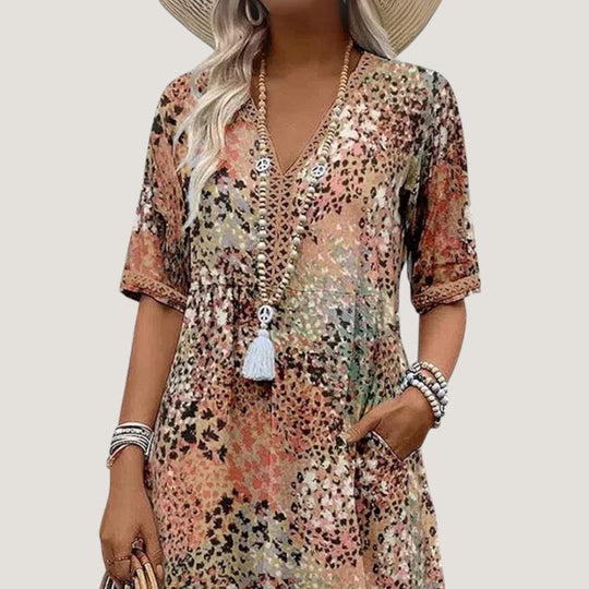 Robe Longue Femme Bohème Fluide Tissu Léger Drapé 1