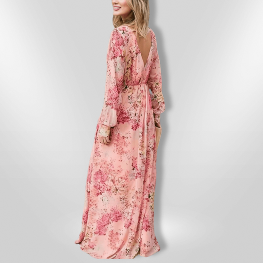Robe Longue Femme Bohème Fluide avec Décolleté en V 3
