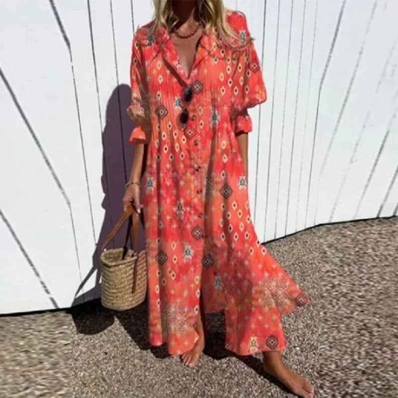 Robe Longue Femme Bohème Maxi Été Aérienne avec Motifs Delicats 3