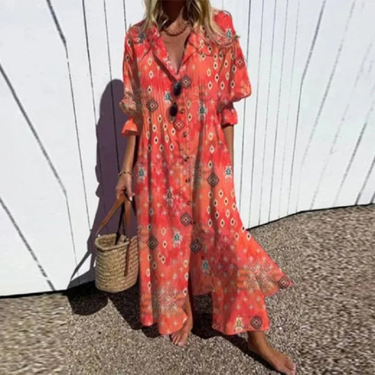 Robe Longue Femme Bohème Maxi Été Aérienne avec Motifs Delicats 3